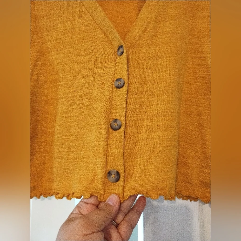 Old Navy Girls Button Down Sweater VNeck XL 14-16 Mustard Yellow